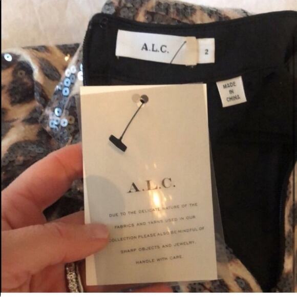 A.L.C. Marshall Sequin Leopard Print Mockneck Top In Brown Multi - Picture 4 of 9